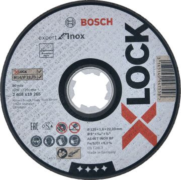 Bosch Aksesuarlar Bosch - X-LOCK - 125*1,6 mm Expert Serisi Düz Inox (Paslanmaz Çelik) Kesme Diski (Taş)
