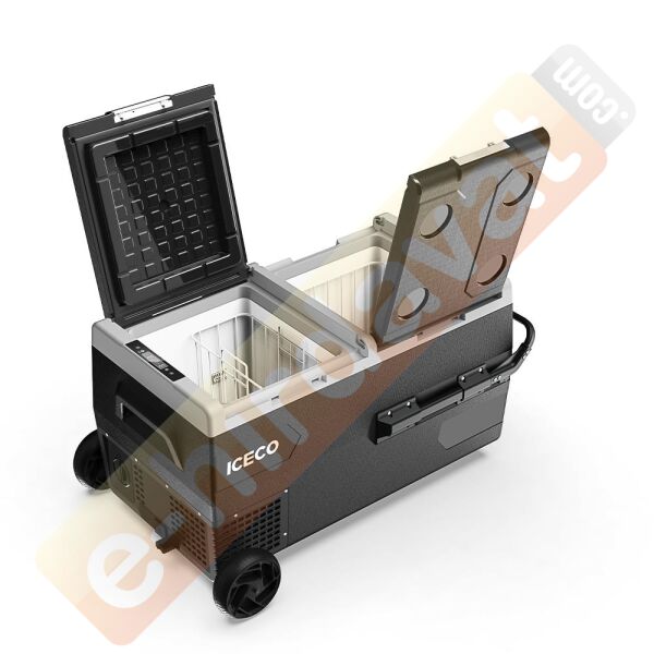 ICECO K95D 12/24Volt 95Lt Akülü/Kablolu/ Çift Bölmeli Kompresörlü Outdoor Oto Buzdolabı/Dondurucu (Akü Dahil Değildir)