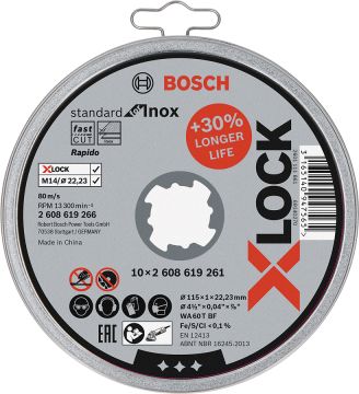 Bosch Aksesuarlar Bosch - X-LOCK - 115*1,0mm Standard Seri Düz Inox (Paslanmaz Çelik) Kesme Diski (Taş) - Rapido 10'lu
