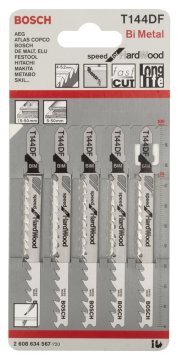 Bosch Aksesuarlar Bosch - Hızlı Kesim Serisi Sert Ahşap İçin T 144 DF Dekupaj Testeresi Bıçağı - 5'Li Paket
