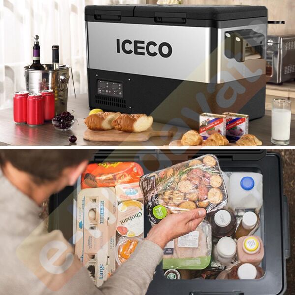 ICECO TCD55 12/24Volt 55 Litre Çift Bölmeli Outdoor Kompresörlü Oto Buzdolabı/Dondurucu