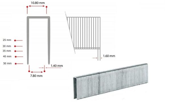 MEITE 100/40 Havalı Zımba Teli 40 mm (N852-100/50 Tabancalar için)