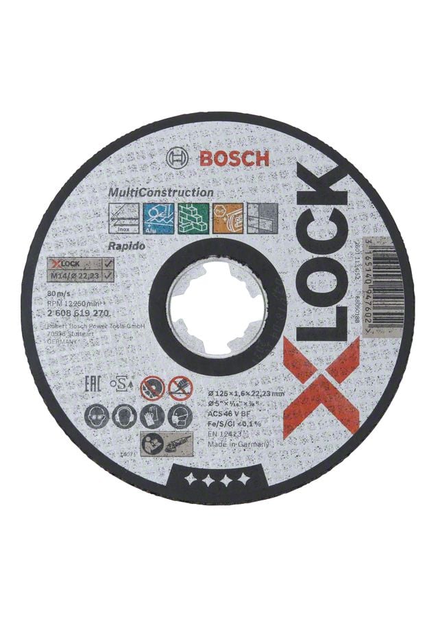 Bosch Aksesuarlar Bosch - X-LOCK - 125*1,6 mm Çoklu Malzemelerde Kullanım İçin Düz Kesme Diski (Taş)