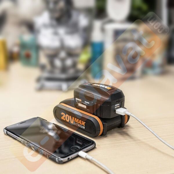 WORX WA4009 20Volt 2A Çift Çıkışlı USB Port (Akü Dahil Değildir)
