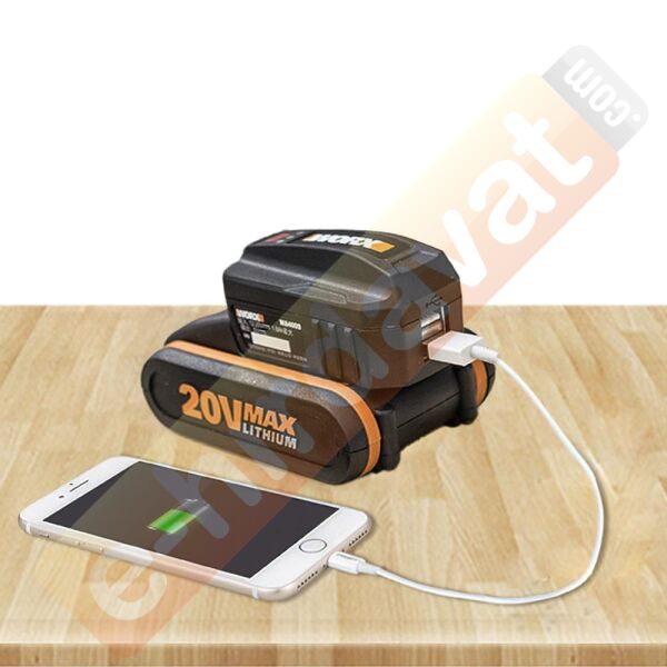 WORX WA4009 20Volt 2A Çift Çıkışlı USB Port (Akü Dahil Değildir)