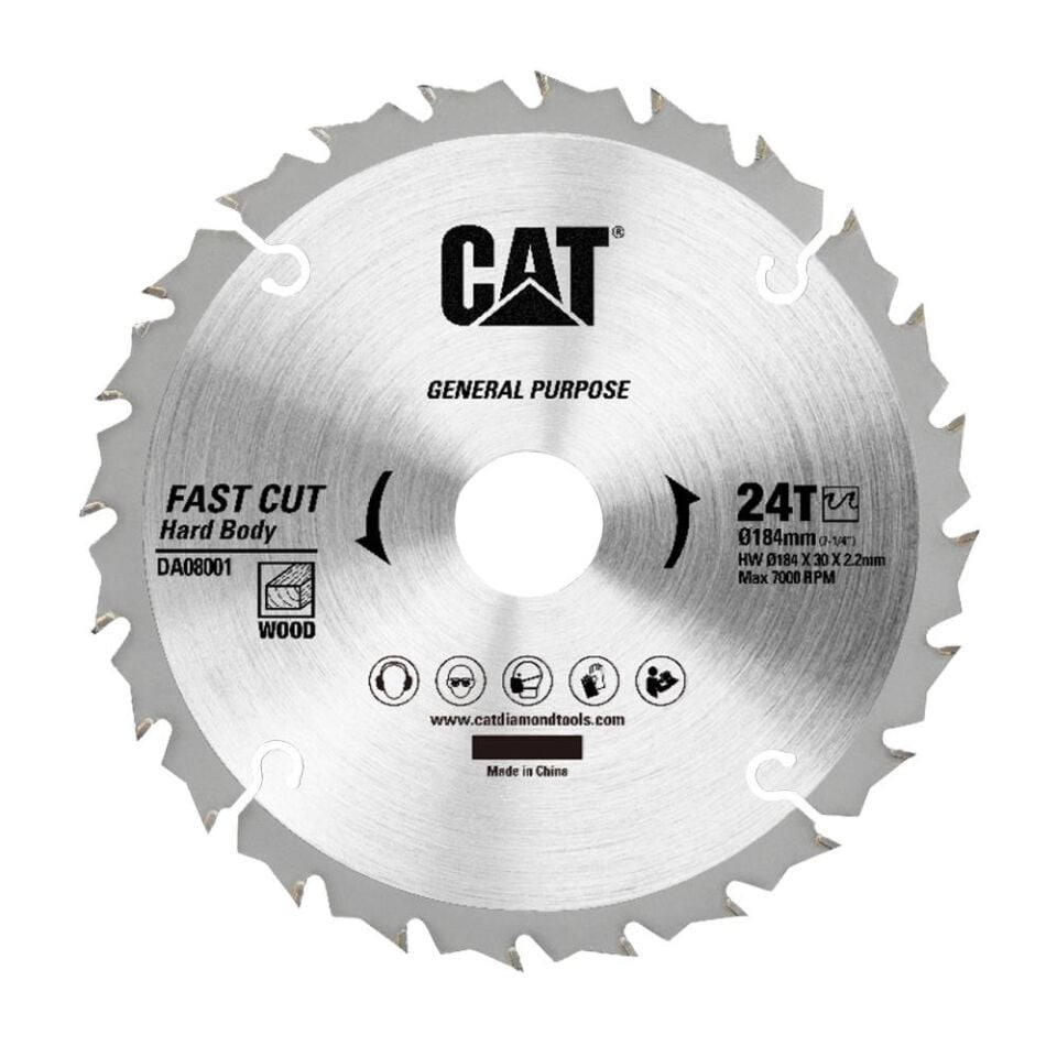 CAT DA08001 184x30mm Ahşap Kesme Elmas, Daire Testere Bıçağı 24 Diş