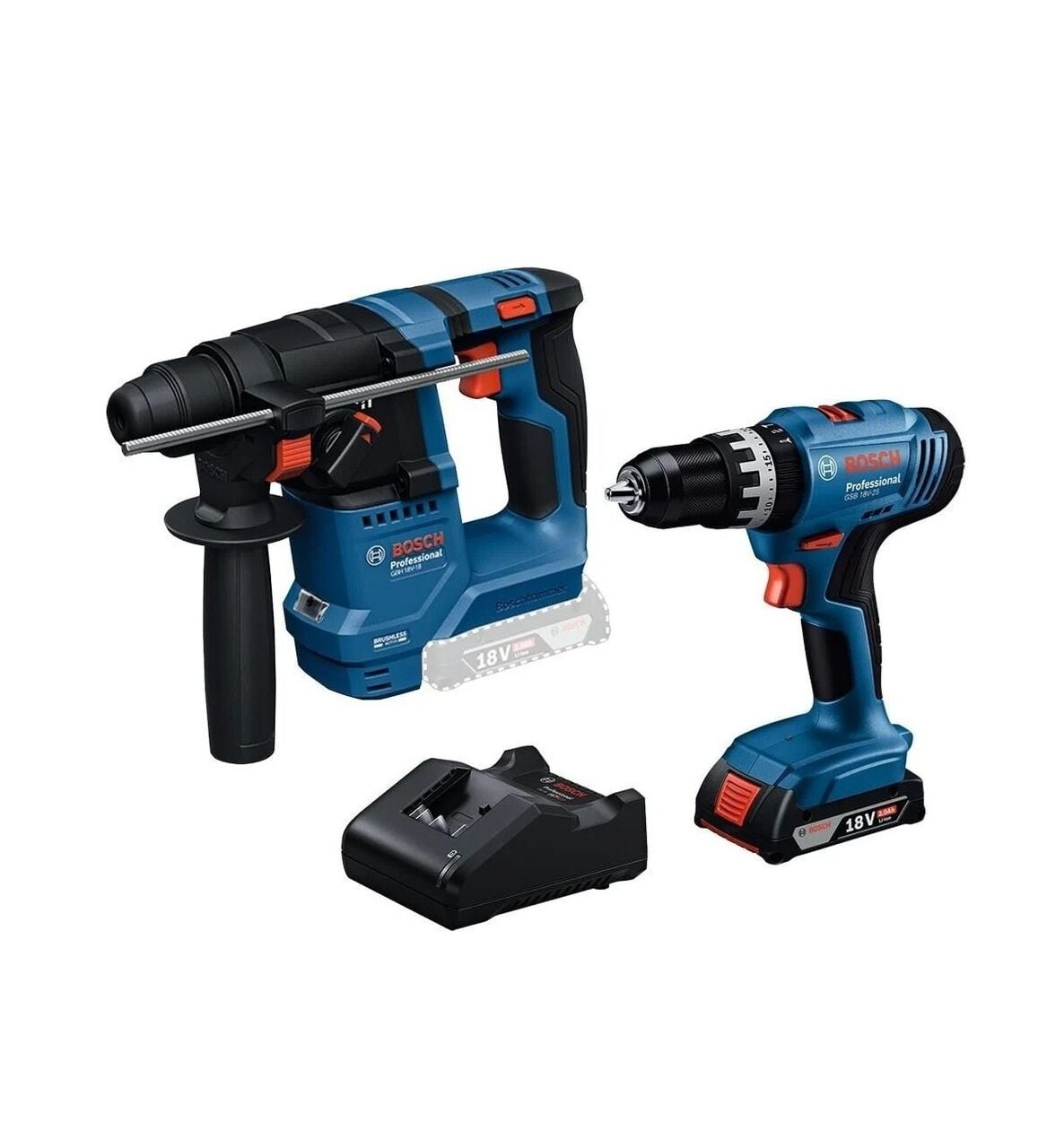 Bosch Gsb 18V-25 + Gbh 18V-18 Akülü Kırıcı Delici ve Darbeli Matkap Kombi Set (1X2.0AH Akü + Gal 18V-20 Şarj Cihazı)