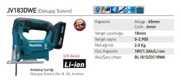 Makita JV183DWE Akülü Dekupaj Testere