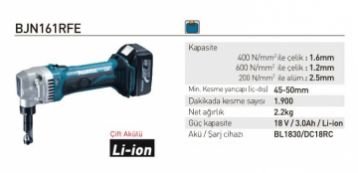 Makita BJN161RFE Akülü Sac Kesme