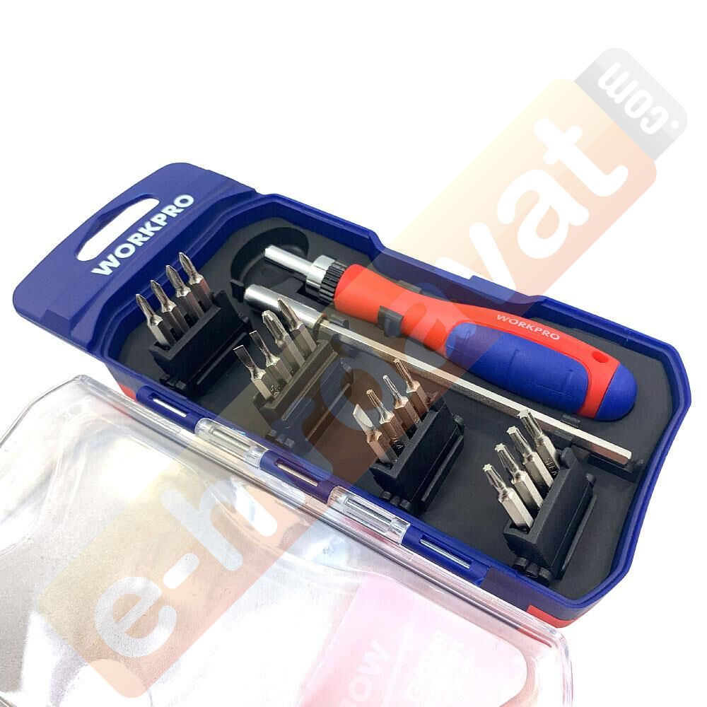 WORKPRO WP200516 18 Parça Profesyonel CR-V Cırcırlı Hassas/Elektronikçi Bits Tornavida Seti