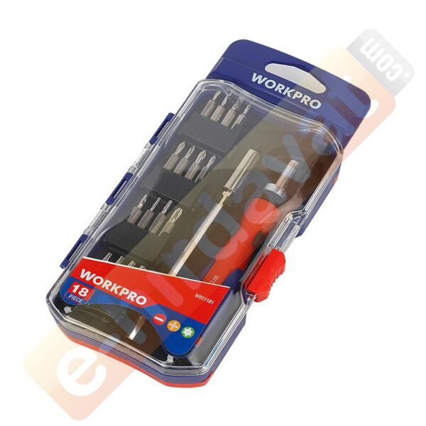 WORKPRO WP200516 18 Parça Profesyonel CR-V Cırcırlı Hassas/Elektronikçi Bits Tornavida Seti