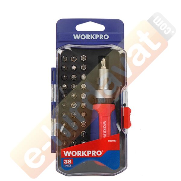 WORKPRO WP200517 38 Parça Profesyonel CR-V Cırcırlı Bits Tornavida Seti