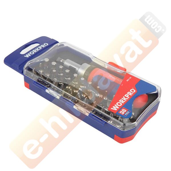 WORKPRO WP200517 38 Parça Profesyonel CR-V Cırcırlı Bits Tornavida Seti