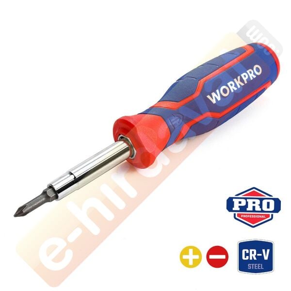 WORKPRO WP221046 6-IN-1 Profesyonel Çok Fonksiyonlu Değişken Uçlu Tornavida Seti