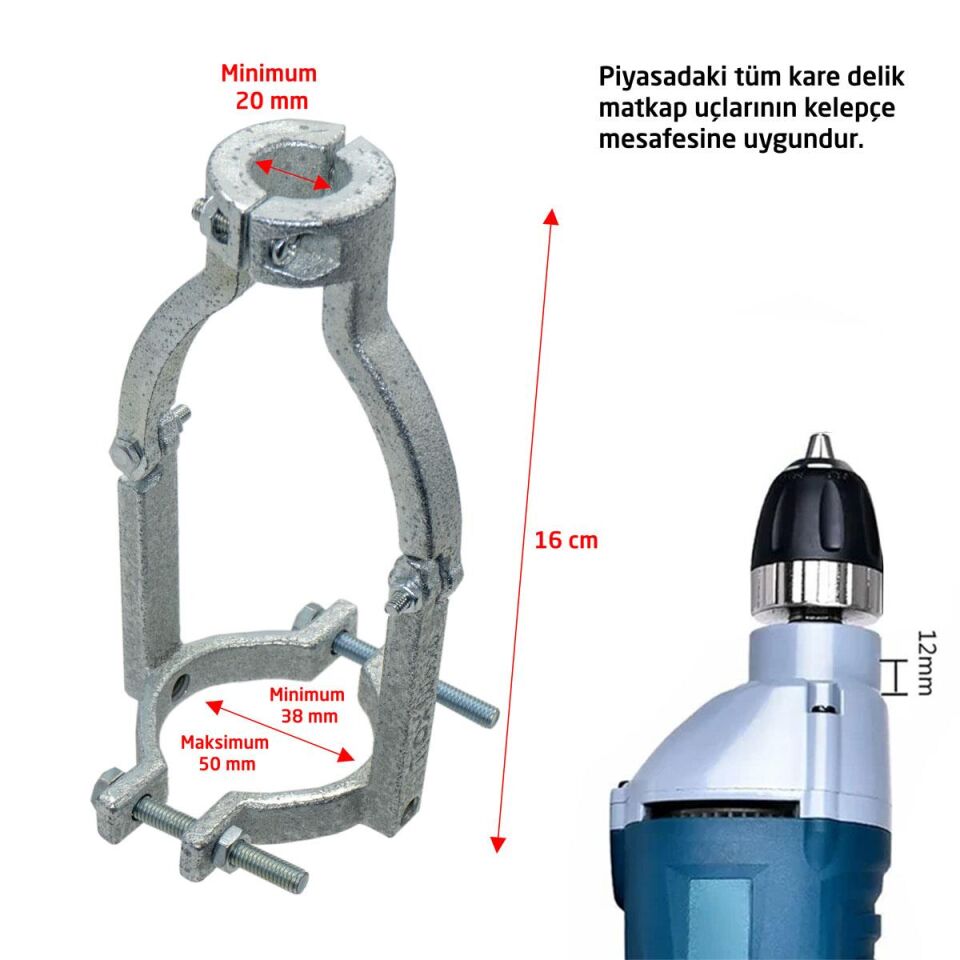 ROX Wood Kare Delik Zıvana Adaptörü 10 mm Matkap Uçlu (153ROX0271)