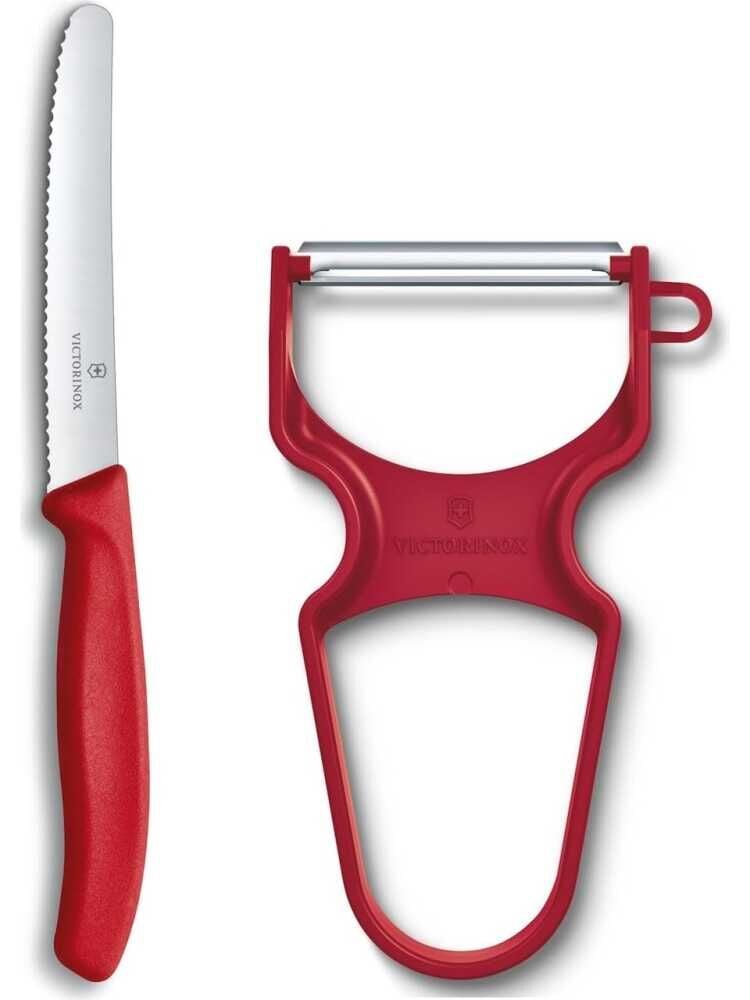 VICTORINOX 6.7111.23 Swiss Classic Soyma Bıçağı + Soyacak 2li Set, Kırmızı