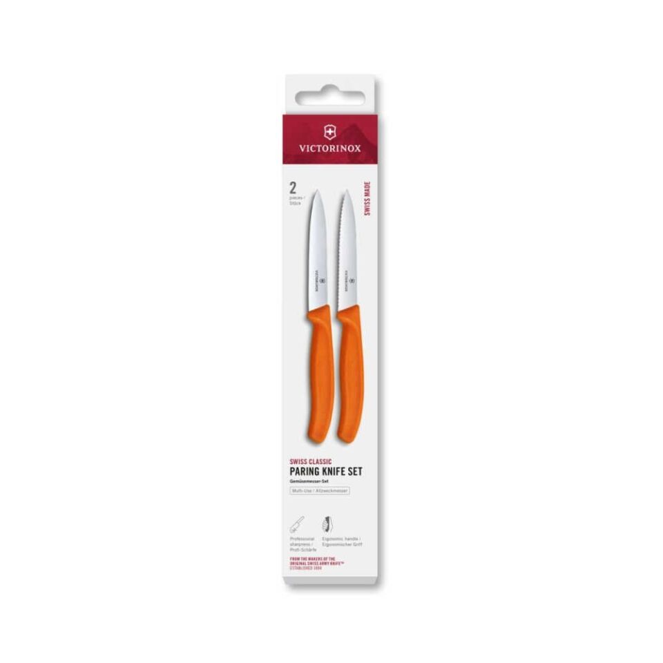 Victorinox 6.7799.2C1 Swiss Classic 2'li 10cm Soyma Bıçak Seti, Turuncu