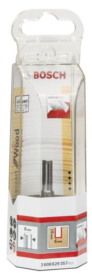 Bosch - Expert Serisi Ahşap İçin Çift Bıçaklı, Tam Sert Metal Kanal Freze Ucu 8*6*51 mm