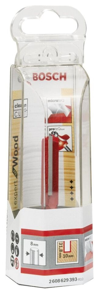 Bosch - Expert Serisi Ahşap İçin Çift Oluklu, Sert Metal Düz Freze Ucu 8*10*69 mm