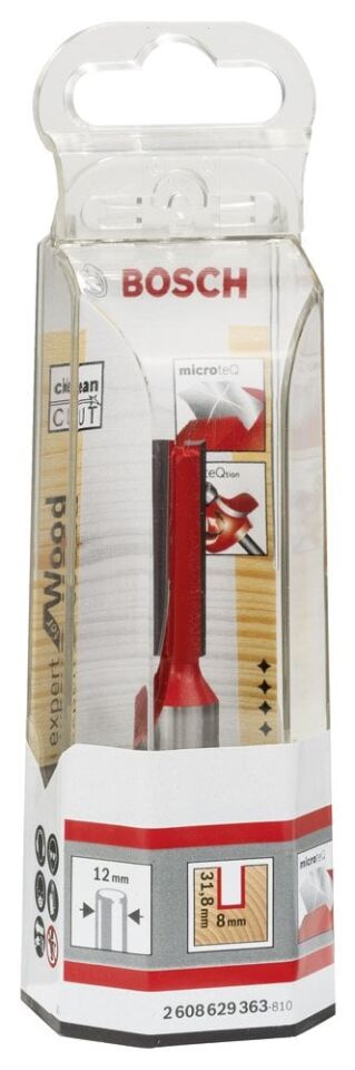 Bosch - Expert Serisi Ahşap İçin Çift Oluklu, Sert Metal Düz Freze Ucu 12*8*76 mm