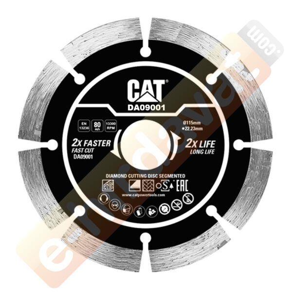 CAT DA09001 115mm Profesyonel Beton, Tuğla, Parke Taşı Elmas Kesme Diski (Soketli, Aralıklı Kenar)