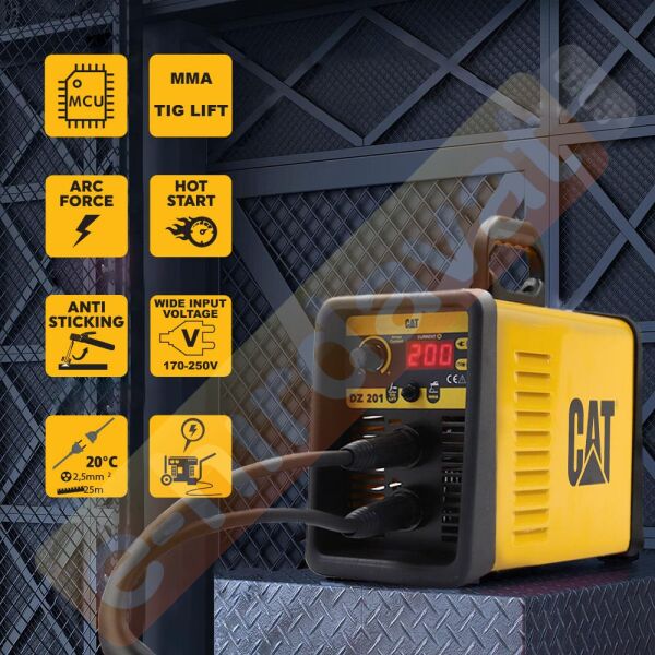 CAT DZ201T 200 Amper TIG LIFT/MMA Çanta Tipi Profesyonel Dijital İnverter Kaynak Makinesi + CAT DX37 Avuç Taşlama