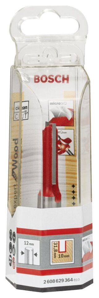 Bosch - Expert Serisi Ahşap İçin Çift Oluklu, Sert Metal Düz Freze Ucu 12*10*76 mm