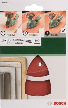 Bosch Aksesuarlar Bosch - Multi Zımpara Kağıdı 10'lu, 102 x 62/93 mm 180 Kum 11 Delik