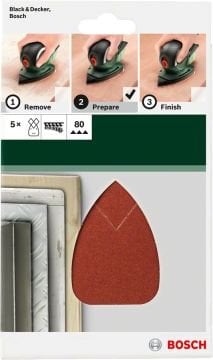 Bosch Aksesuarlar Bosch - Multi Zımpara Kağıdı 5'li, 95 x 135 mm 80 Kum 4 Delik