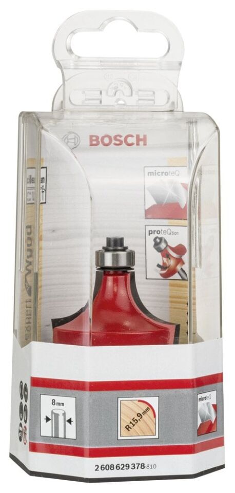 Bosch - Expert Serisi Ahşap İçin Çift Oluklu, Sert Metal Bilye Yataklı Yuvarlama Frezesi 8*15,90*64mm