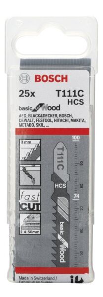 Bosch Aksesuarlar Bosch - Ekonomik Seri Ahşap İçin T 111 C Dekupaj Testeresi Bıçağı - 25'Li Paket
