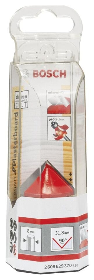 Bosch - Expert Serisi Alçıpan İçin Çift Oluklu, Sert Metal V Kanal Freze 8*19*51 mm