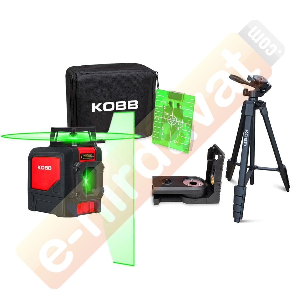 KOBB KBL30GTP 25 Metre Profesyonel Yatay 360° ve Dikey Otomatik Hizalamalı Yeşil Çapraz Çizgi Lazer Distomat + Tripod