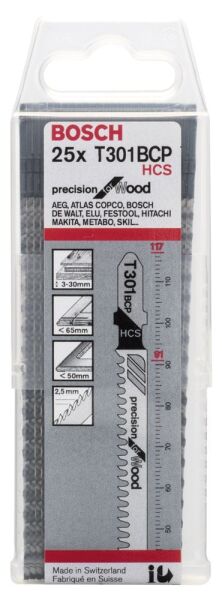Bosch Aksesuarlar Bosch - Hassas Kesim Serisi Ahşap İçin T 301 BCP Dekupaj Testeresi Bıçağı - 25'Li Paket