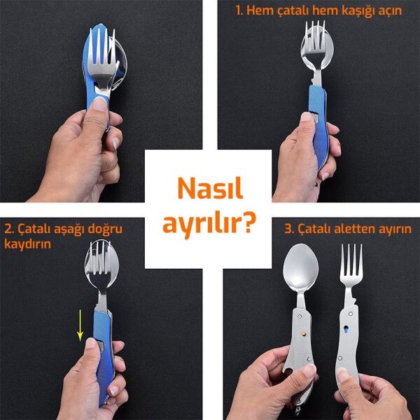 NEXON 5337 Portatif Katlanır Çatal Kaşık Bıçak Seti