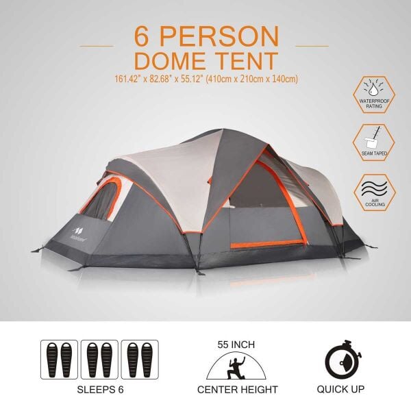 MobiHome DomeHike 6 Kişilik Otomatik Çadır Gri (205586)