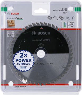 Bosch Aksesuarlar Bosch - Standard for Serisi Ahşap için Akülü Daire Testere Bıçağı 160*20 mm 48 Diş
