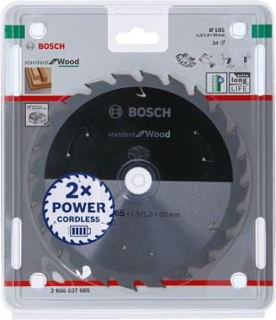 Bosch Aksesuarlar Bosch - Standard for Serisi Ahşap için Akülü Daire Testere Bıçağı 165*20 mm 24 Diş