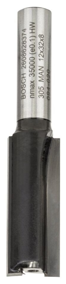 Bosch - Standard Seri Ahşap İçin Çift Oluklu, Sert Metal Ekstra Uzun Düz Freze Ucu 8*12*62mm