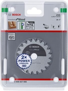 Bosch Aksesuarlar Bosch - Standard for Serisi Ahşap için Akülü Daire Testere Bıçağı 85*15 mm 20 Diş