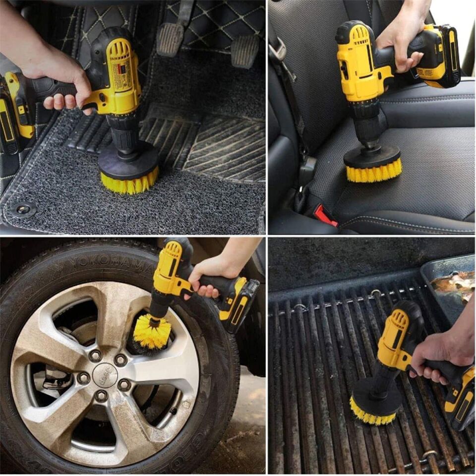 NEXON 6084 Bits Saplı Matkaba Takılabilir Temizlik Fırça Seti 3 Parça