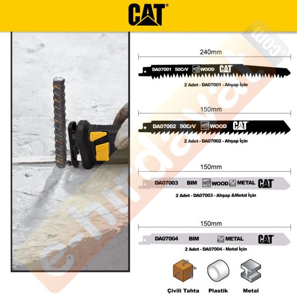 CAT DA07901 8 Parça Profesyonel Metal/Ahşap Kesme Tilki Kuyruğu Testere Ucu