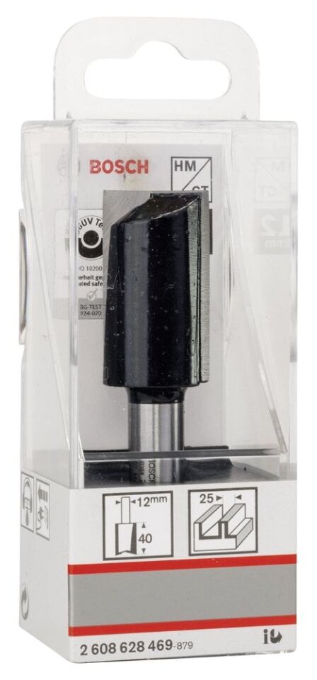 Bosch - Standard Seri Ahşap İçin Çift Oluklu, Sert Metal Ekstra Uzun Düz Freze Ucu 12*25*81mm