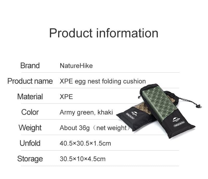 NATUREHIKE XPE Katlanır Otuma Matı (Haki)