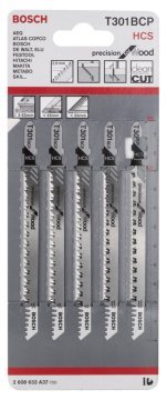 Bosch Aksesuarlar Bosch - Hassas Kesim Serisi Ahşap İçin T 301 BCP Dekupaj Testeresi Bıçağı - 5'Li Paket