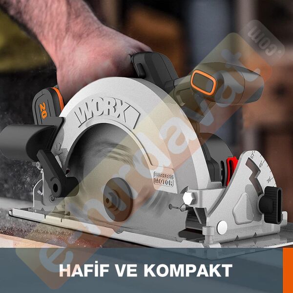 WORX WX520.9 20Volt 190mm Kömürsüz Profesyonel Şarjlı Daire Testere (Akü Dahil Değildir)