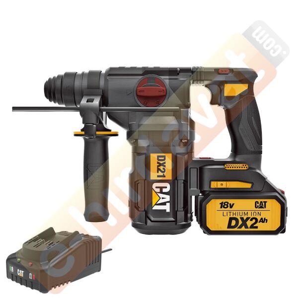 CAT DX21BC 18Volt 2.0Ah 2.2J Li-ion Tek Akülü Şarjlı Kömürsüz Profesyonel SDS-Plus Pnömatik Kırıcı/Delici