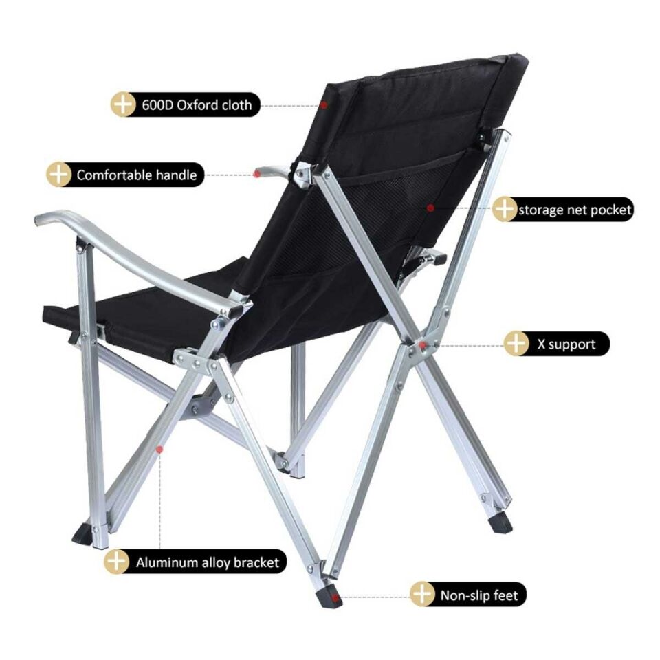 MADFOX Dachuan Katlanır Siyah Kamp Sandalyesi