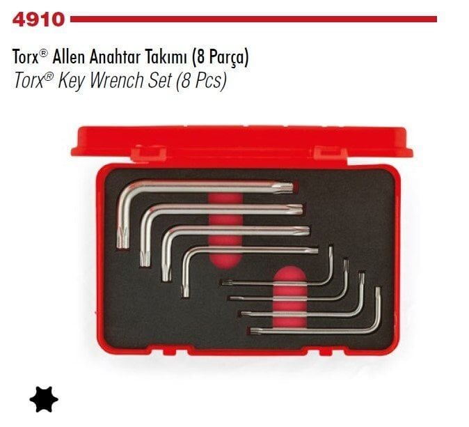 İZELTAŞ Torx Alyan Anahtar Takımı 8 Parça  4910 00 7108