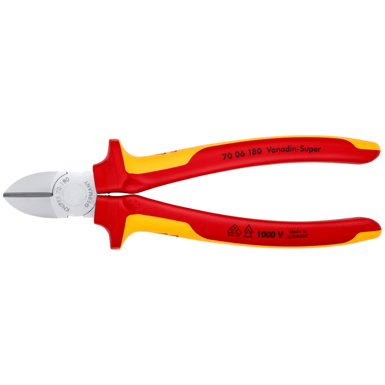 KNIPEX VDE 1000 Volt Elektrikçi Yan Keski 180 mm (7006180)
